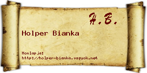Holper Bianka névjegykártya